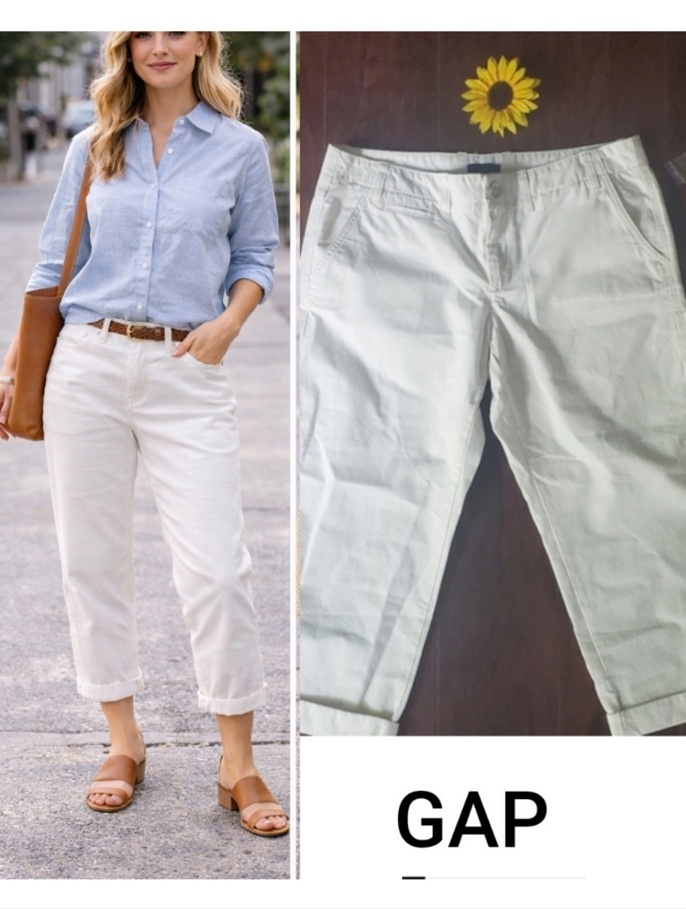 New GAP CROPPED WHITE JEANS
